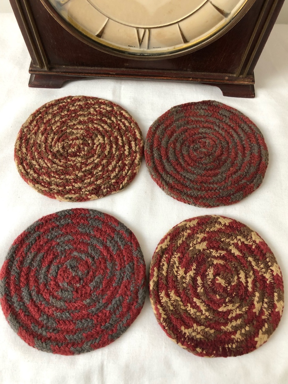 Vintage Farmhouse Country Braided Rug Coaster Set